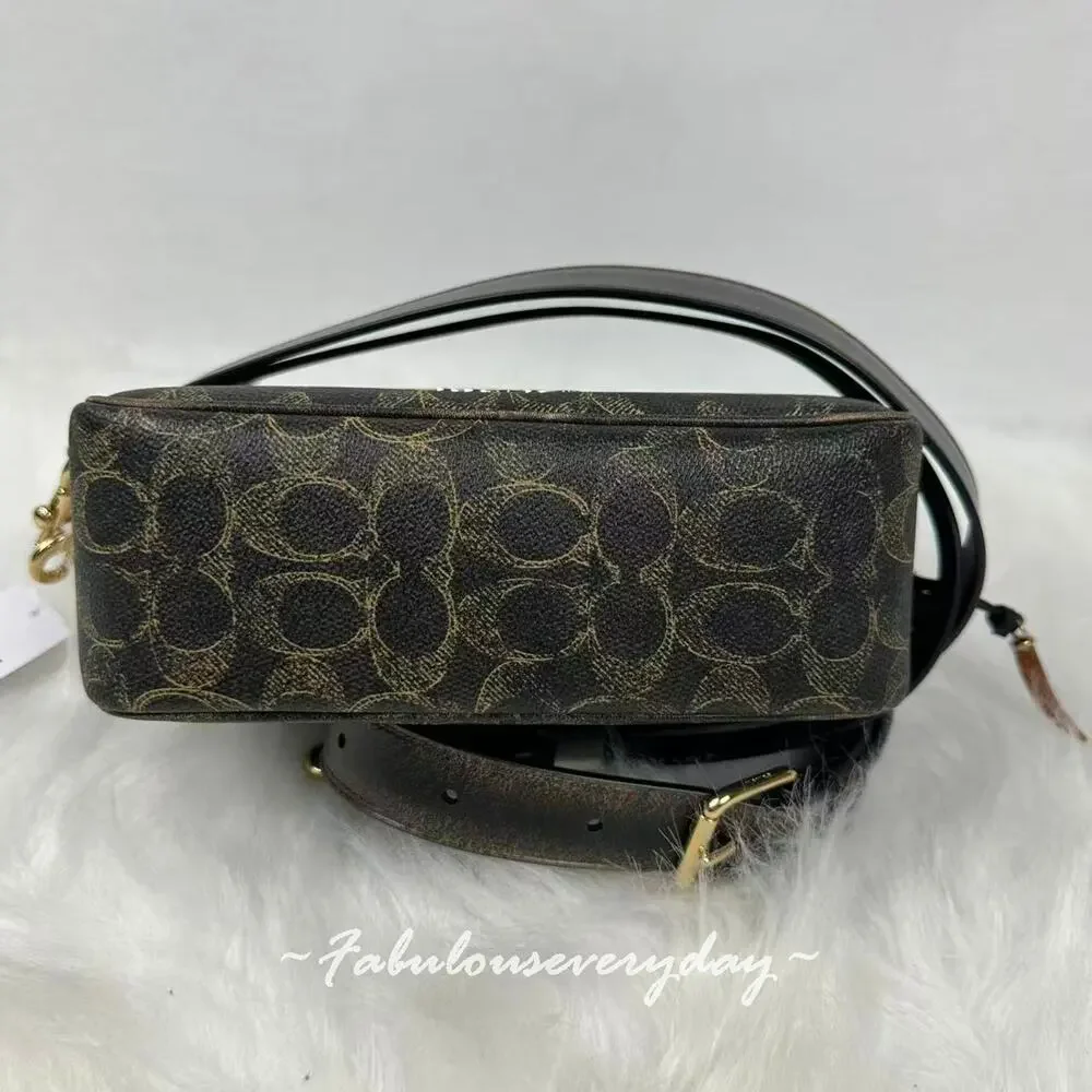 Coach Carey Crossbody Bag In Loved Signature Canvas With Charms Brown CEK68 NWT - Picture 8 of 10